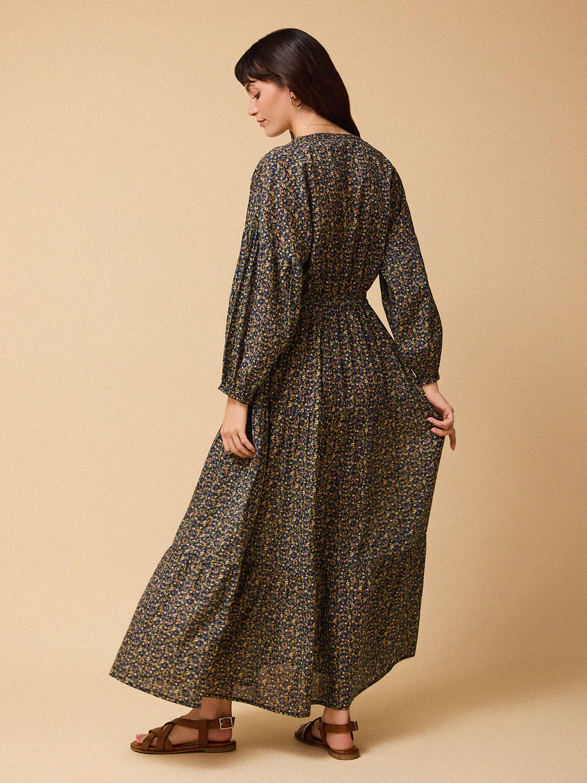 Kaia Ditsy Print Dress – Navy sold by iris product image thumbnail 3