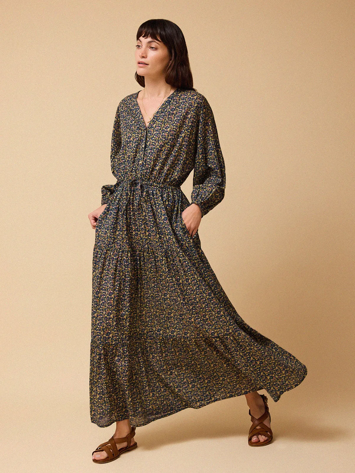 Kaia Ditsy Print Dress – Navy sold by iris