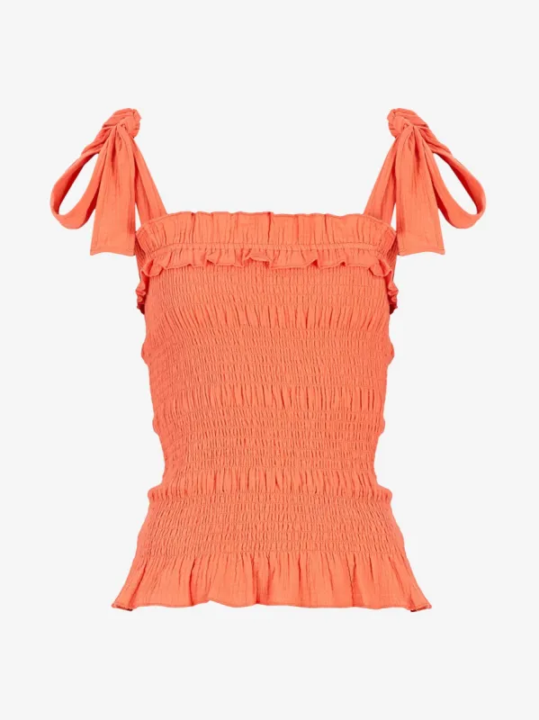Jolie Strappy Smock Top - Coral sold by iris