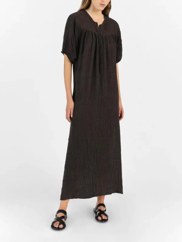 Agra Linen Dress – Dark Brown made by iris