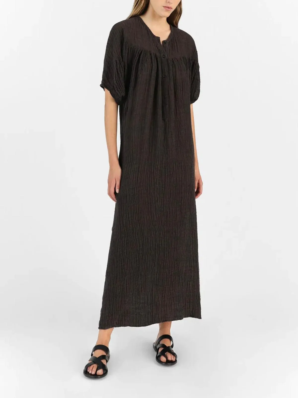 Agra Linen Dress – Dark Brown sold by iris