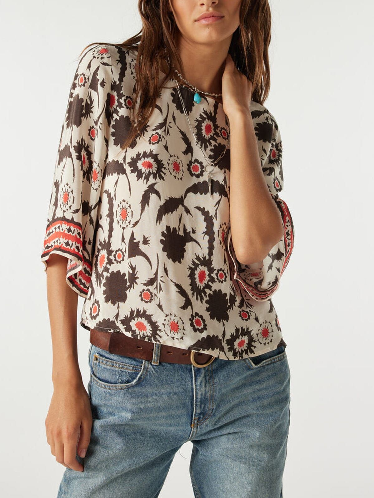 Klink Print Top- Ecru sold by iris product image thumbnail 2