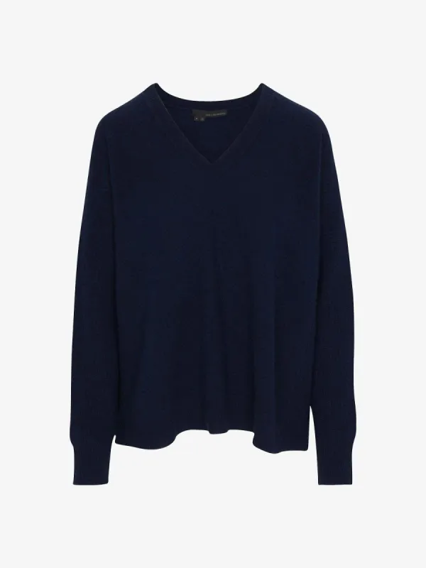 Morigan Navy V-Neck Cashmere Jumper made by iris