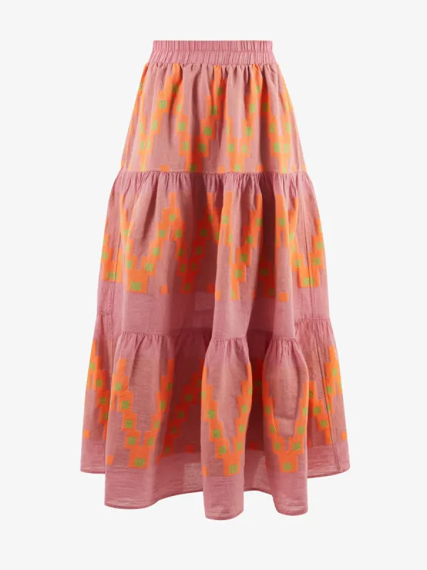 Aquamarina Geometric-Patterned Cotton Maxi Skirt sold by iris