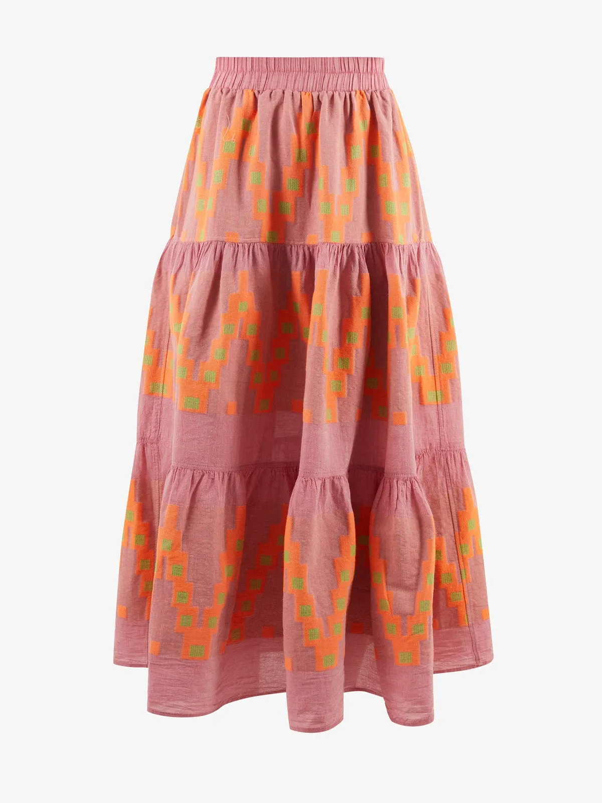 Aquamarina Geometric-Patterned Cotton Maxi Skirt sold by iris