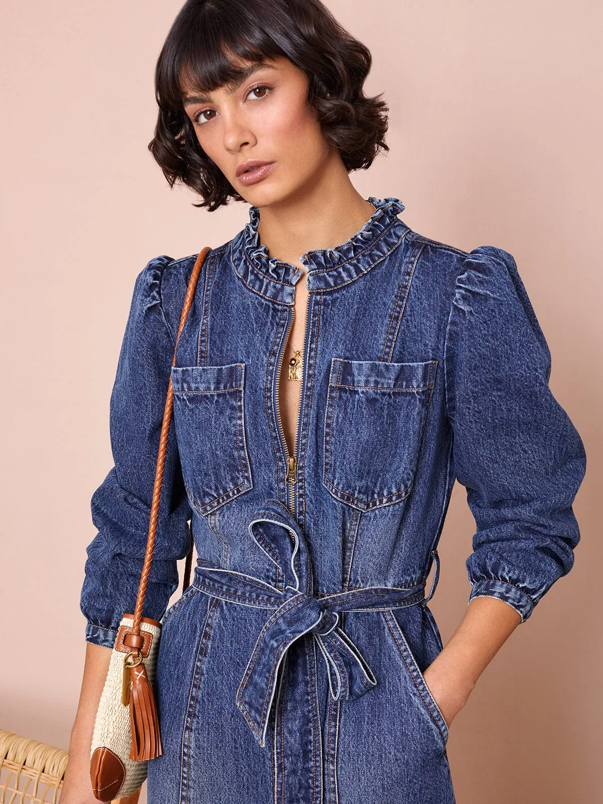 Asher Zip Denim Dress sold by iris product image thumbnail 5