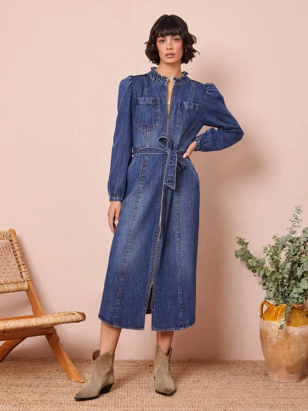 Asher Zip Denim Dress made by iris