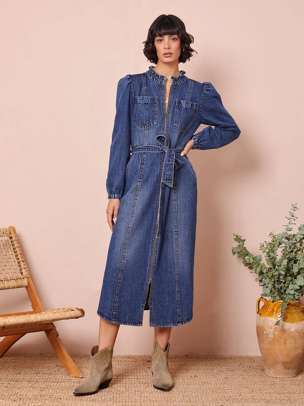 Asher Zip Denim Dress sold by iris