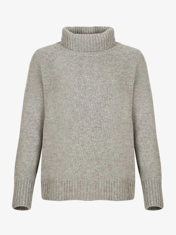 Ulla Grey Roll-Neck Cashmere-Blend Jumper sold by iris