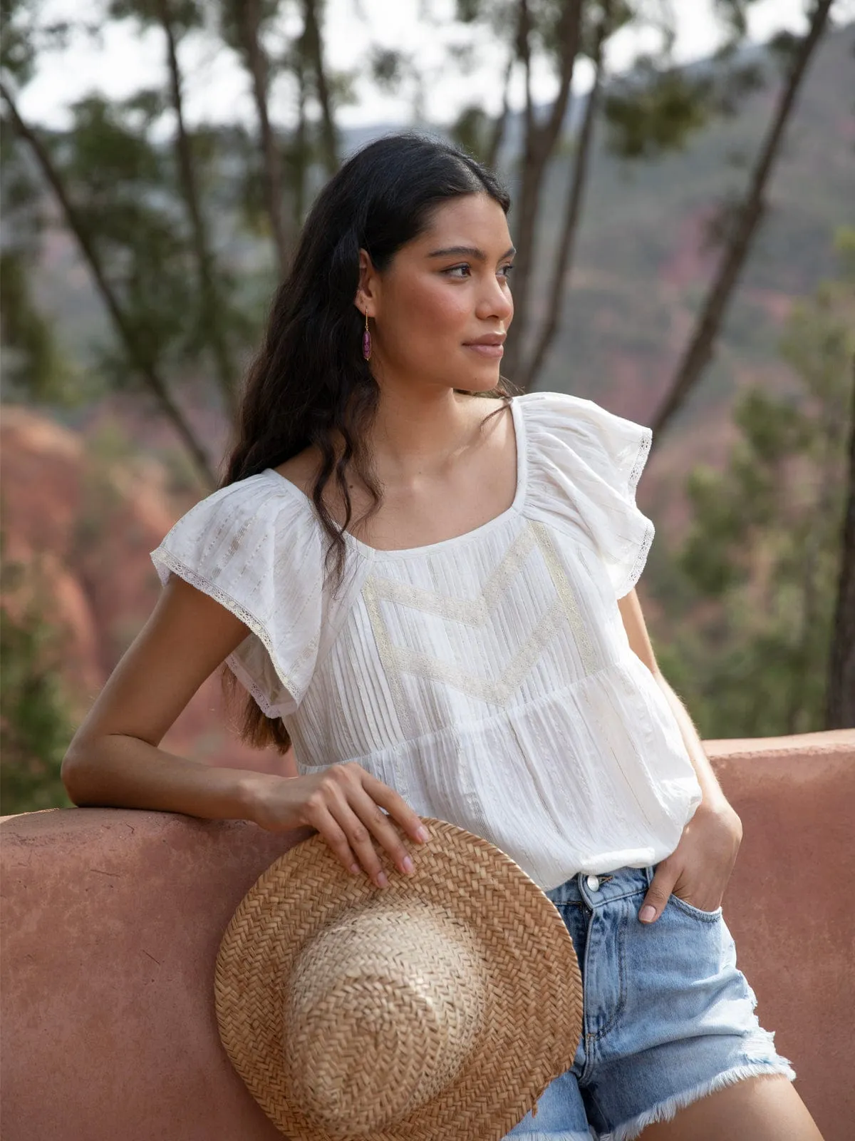 Abby Lurex Stripe Top – White sold by iris