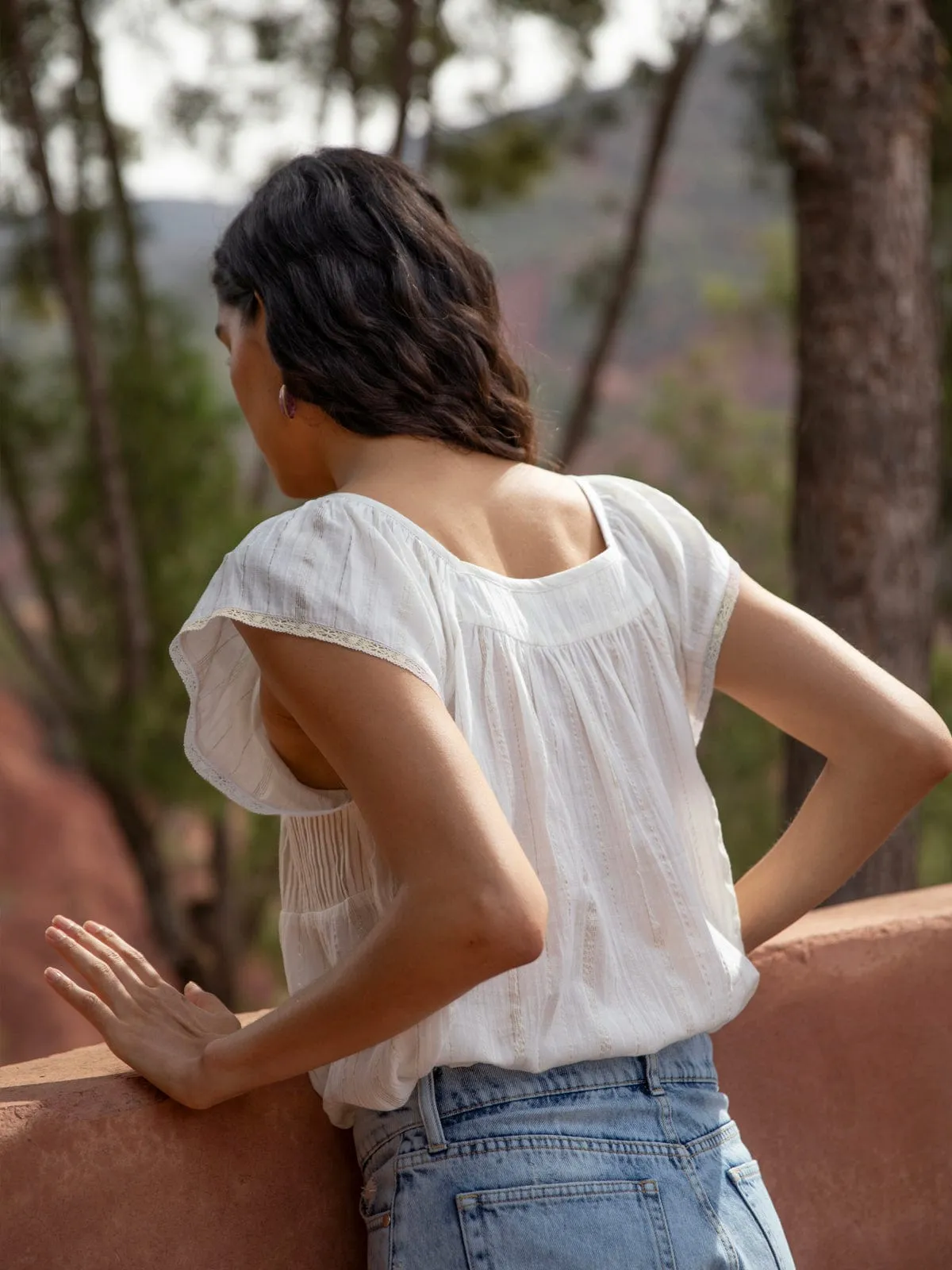 Abby Lurex Stripe Top – White sold by iris product image thumbnail 2