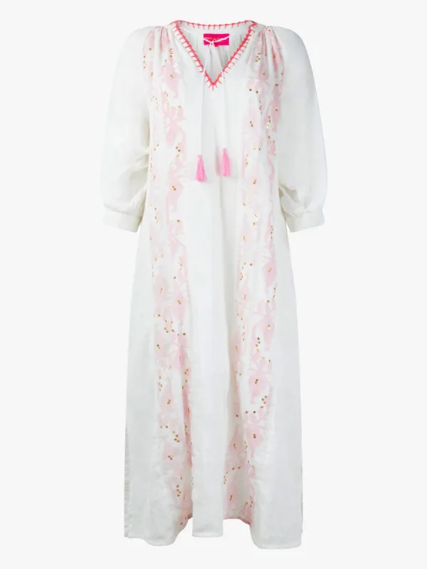 Long Embroidered Kaftan - White made by iris