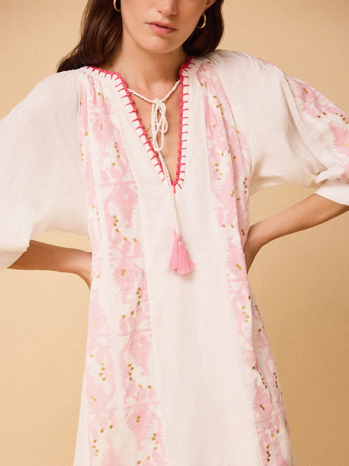 Long Embroidered Kaftan - White sold by iris product image thumbnail 3