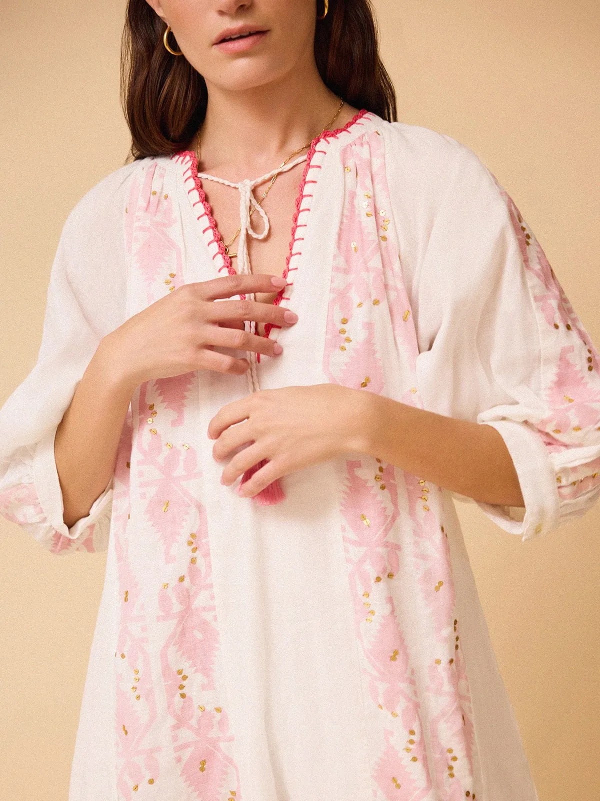 Long Embroidered Kaftan - White sold by iris product image thumbnail 4