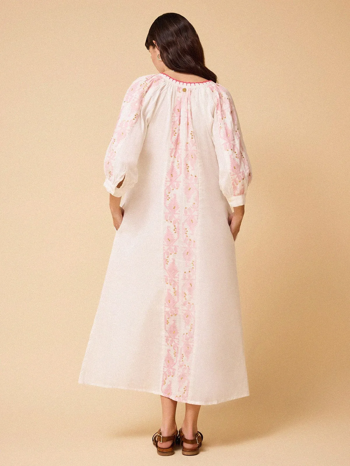 Long Embroidered Kaftan - White sold by iris product image thumbnail 5