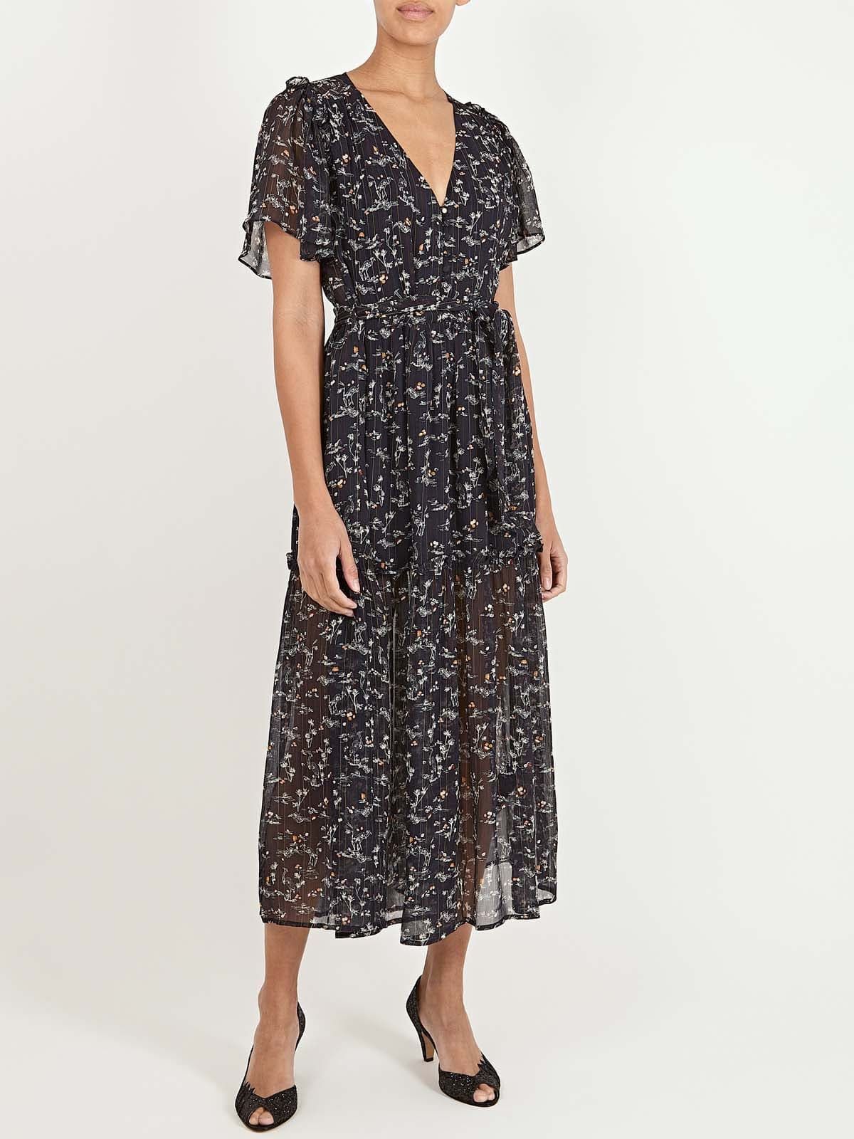 Egretta Bird Print Flutter Sleeve Midi Dress sold by iris product image thumbnail 3