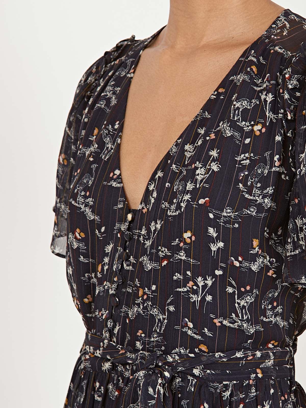 Egretta Bird Print Flutter Sleeve Midi Dress sold by iris product image thumbnail 5