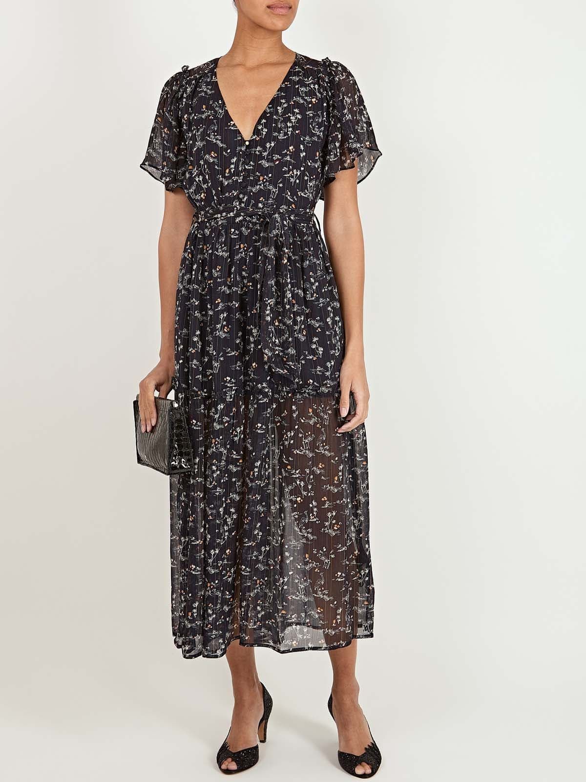 Egretta Bird Print Flutter Sleeve Midi Dress sold by iris product image thumbnail 2