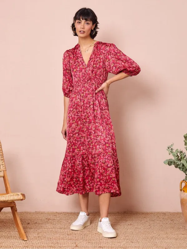 Nixi Satin Dress- Red sold by iris