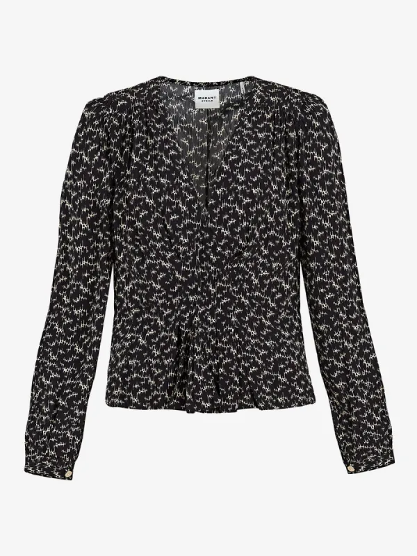 Eddy Printed V-neck Top made by iris