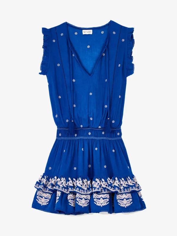 Mina Embroidered Short Dress – Blue made by iris