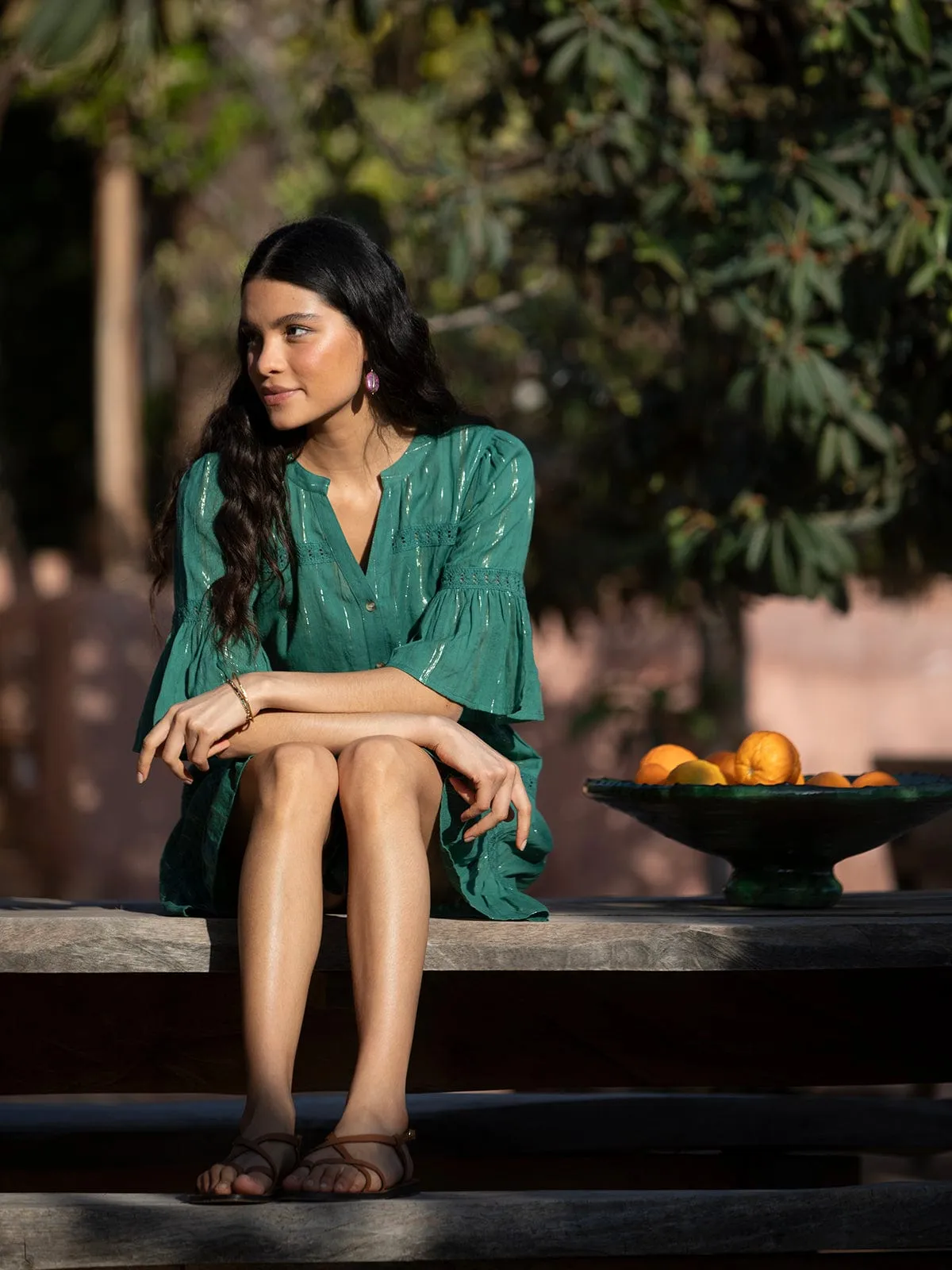 Marina Lurex Stripe Dress – Sea Green sold by iris product image thumbnail 2