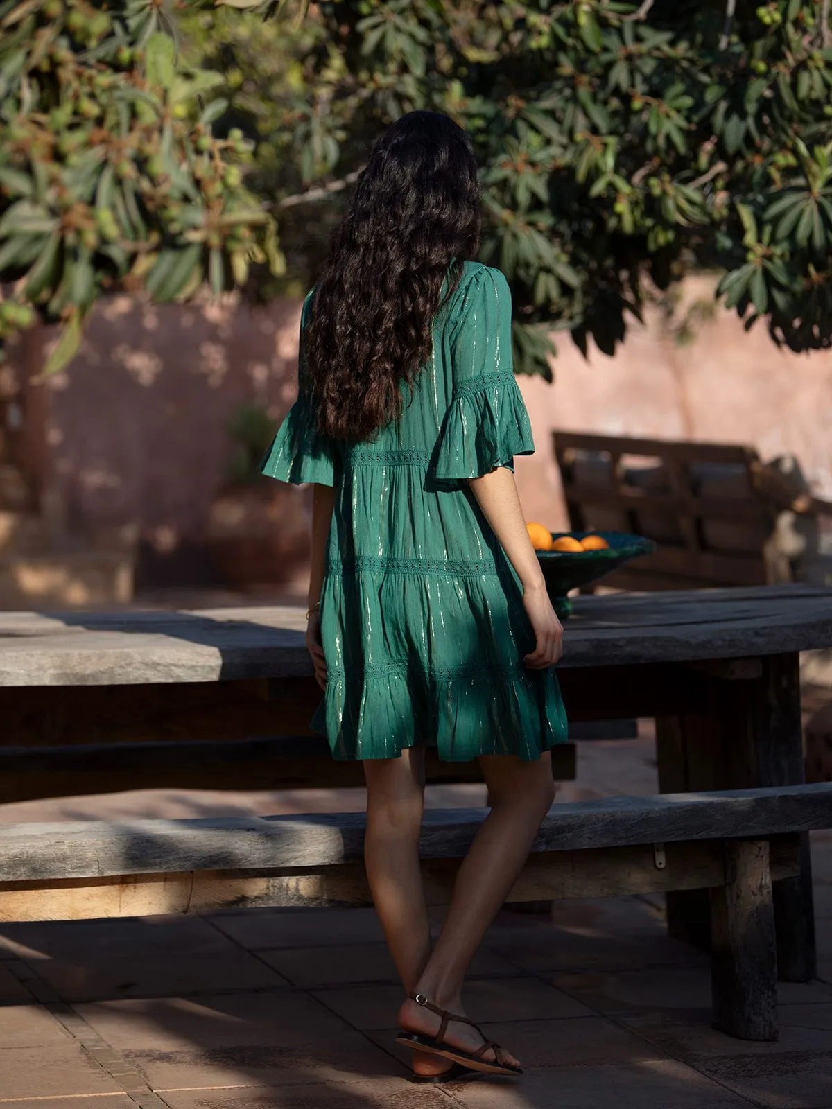 Marina Lurex Stripe Dress – Sea Green sold by iris product image thumbnail 3