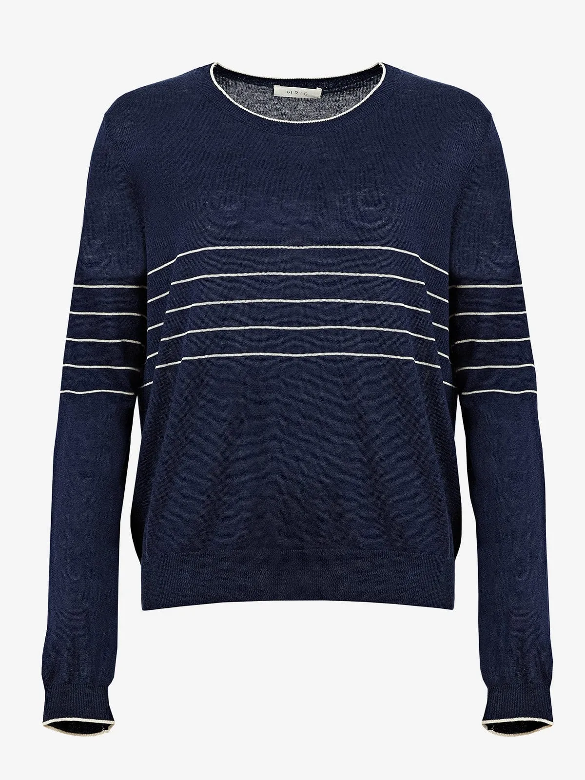 Emi Linen Stripe Top- Navy sold by iris