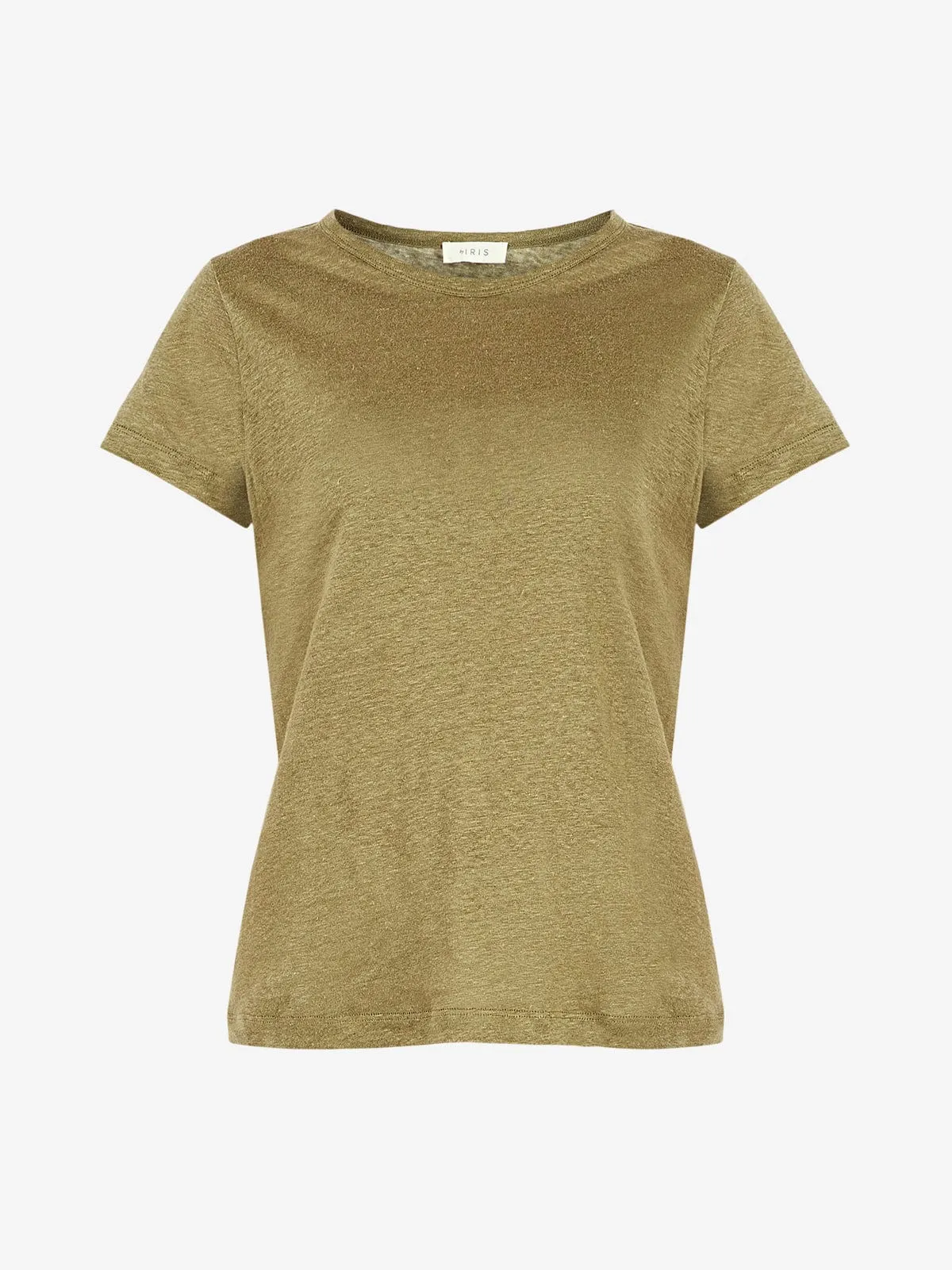 Ramla Khaki Linen Crew-Neck T-Shirt sold by iris