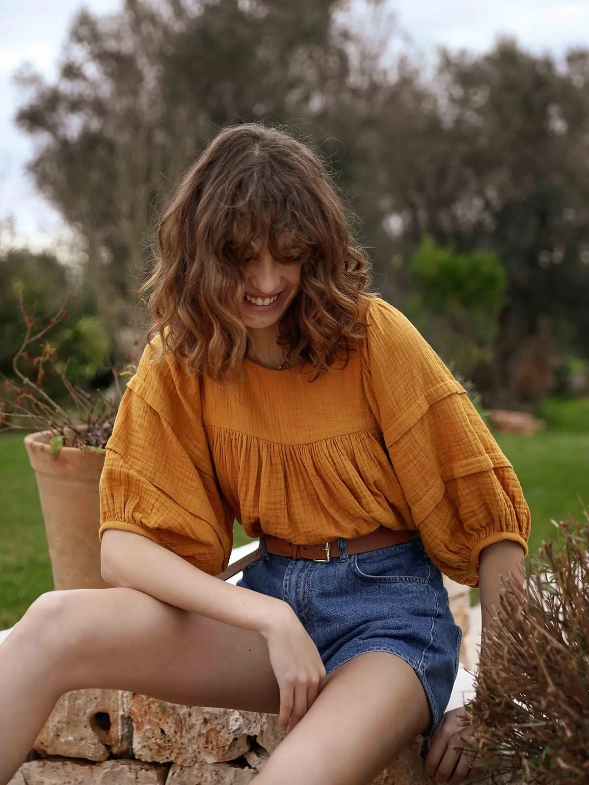 Louisa Puff Sleeve Top Ochre sold by iris product image thumbnail 2