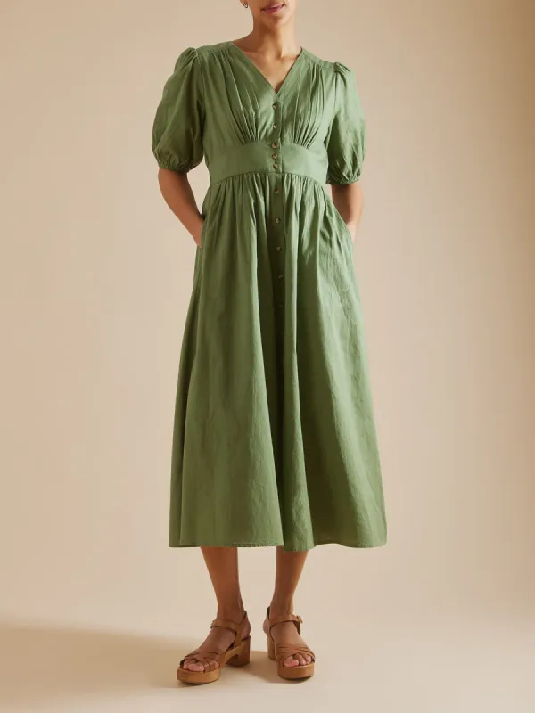 Mallory Linen Dress - Sage made by iris