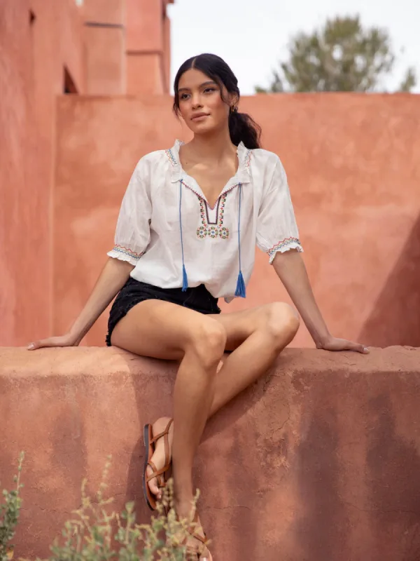 Effie Embroidered Top - White sold by iris