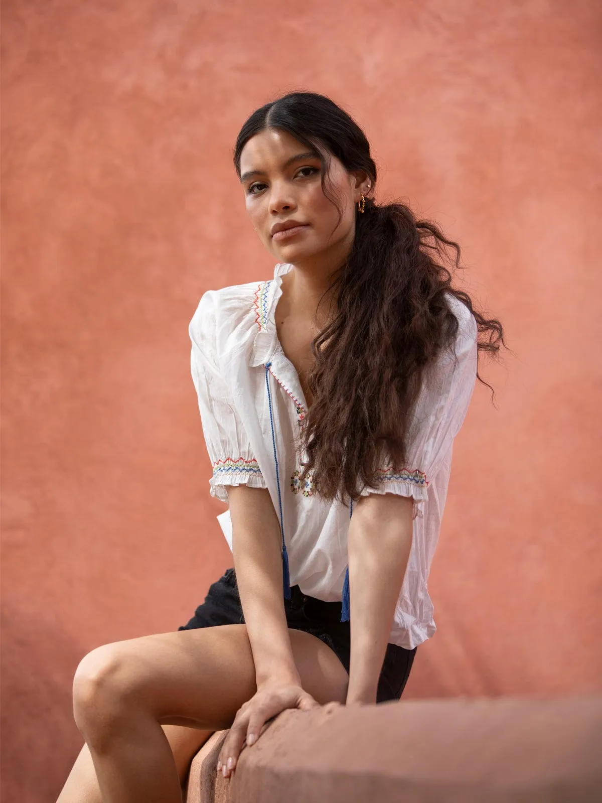 Effie Embroidered Top - White sold by iris product image thumbnail 2