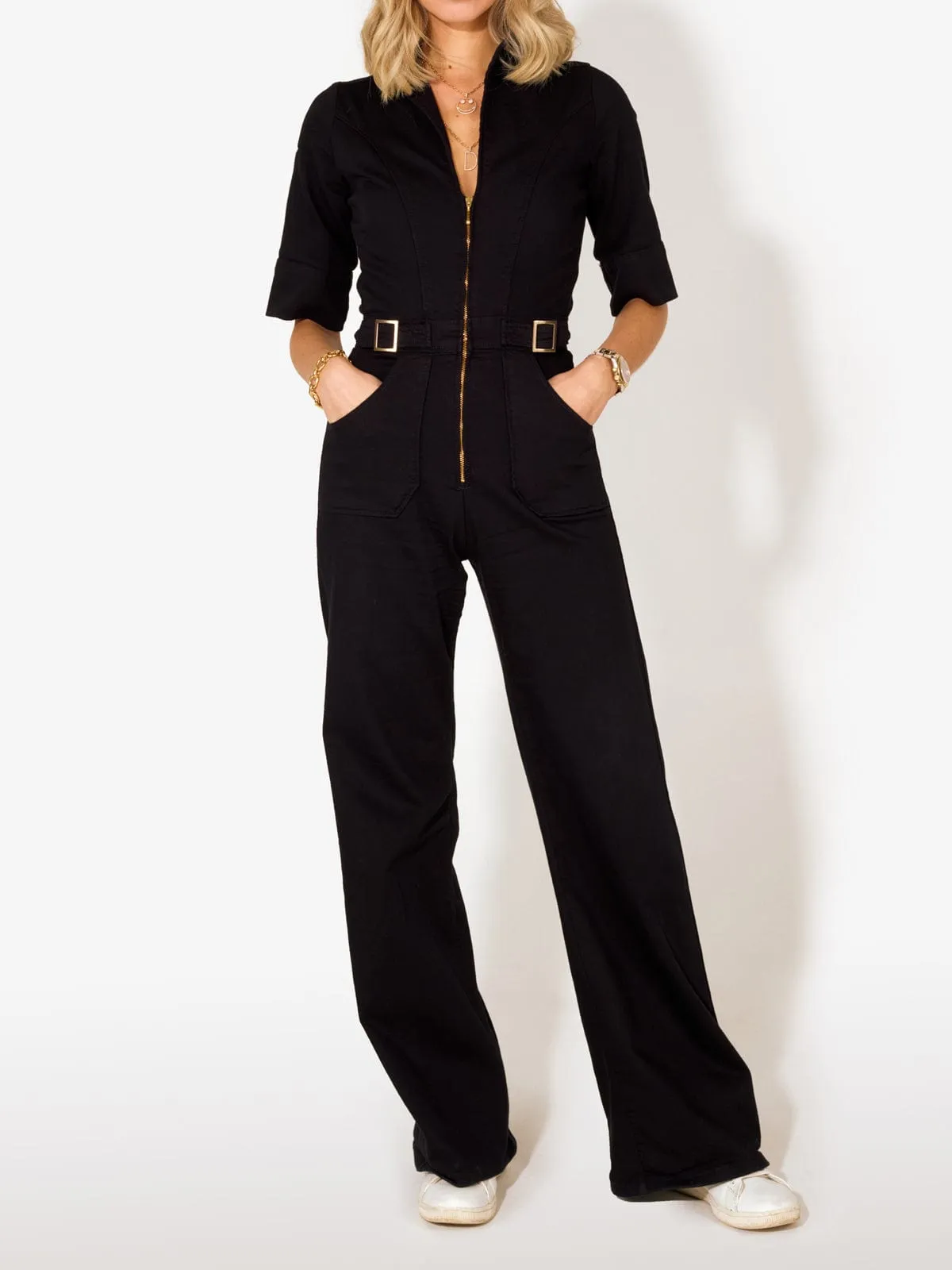 Cassandra Flared Jumpsuit-Black sold by iris product image thumbnail 2
