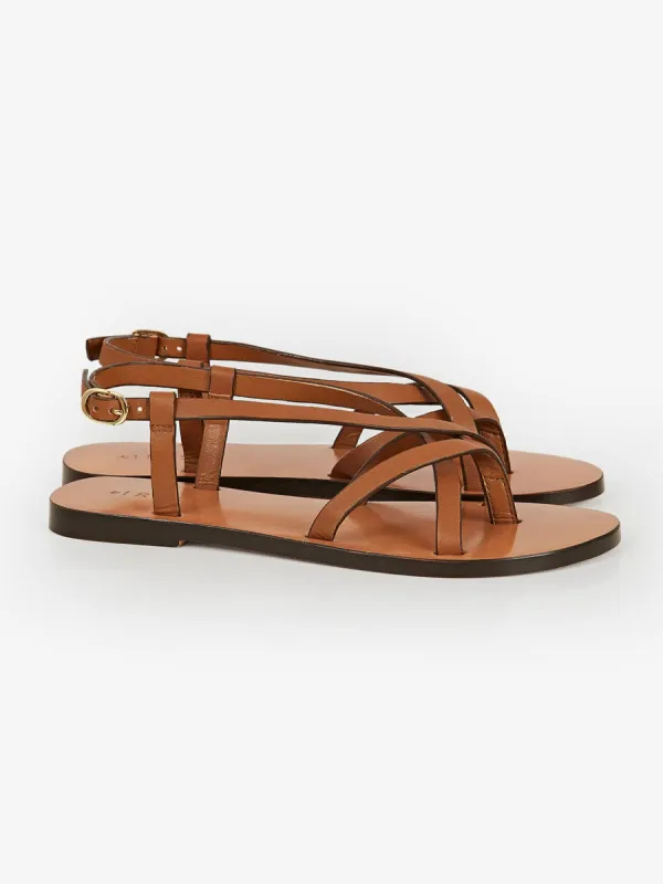 Elina Tan Leather Sandal sold by iris