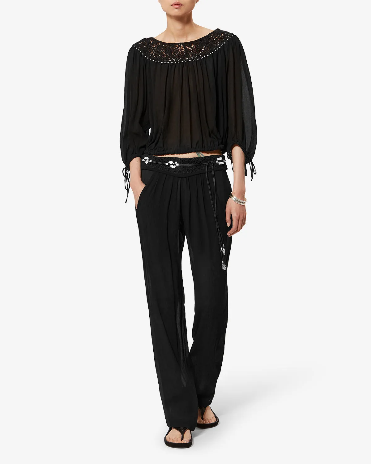 Pantalon Guylene en soie sold by Isabel Marant product image thumbnail 4
