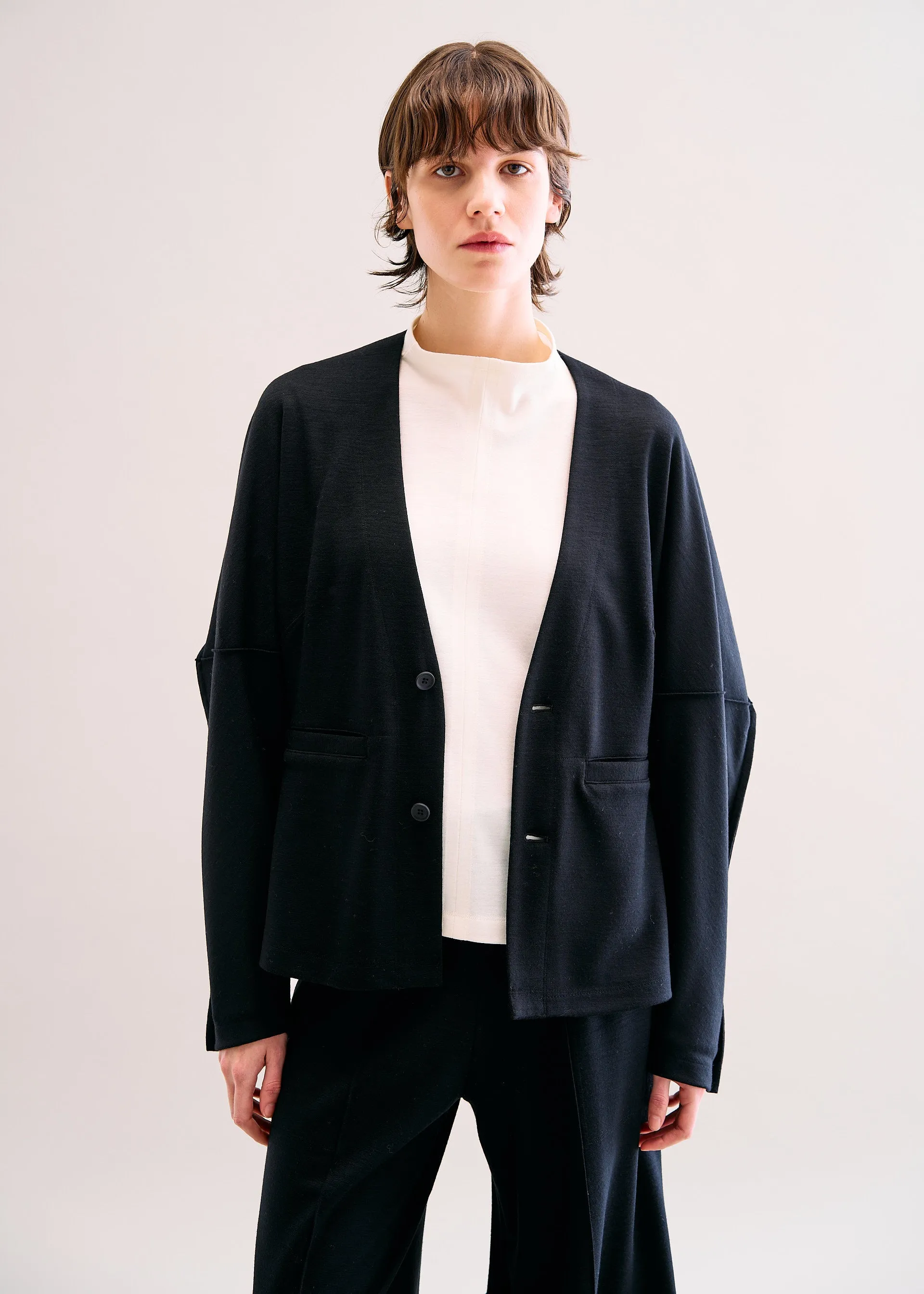 TUCKED WOOL JERSEY CARDIGAN sold by Issey Miyake product image thumbnail 5