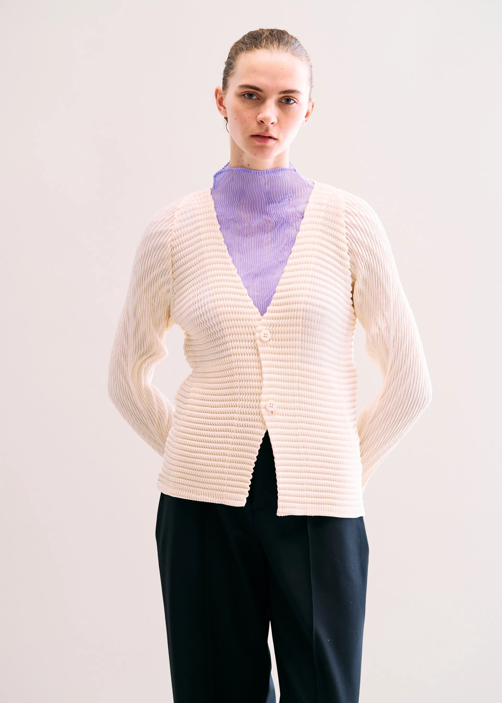 WOOL LIKE PLEATS CARDIGAN sold by Issey Miyake product image thumbnail 3