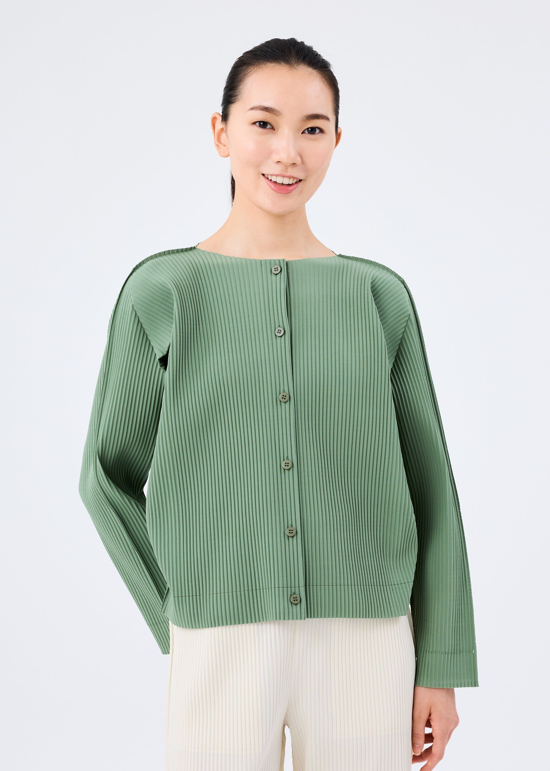 FINE KNIT PLEATS COLOR 2 CARDIGAN sold by Issey Miyake product image thumbnail 4