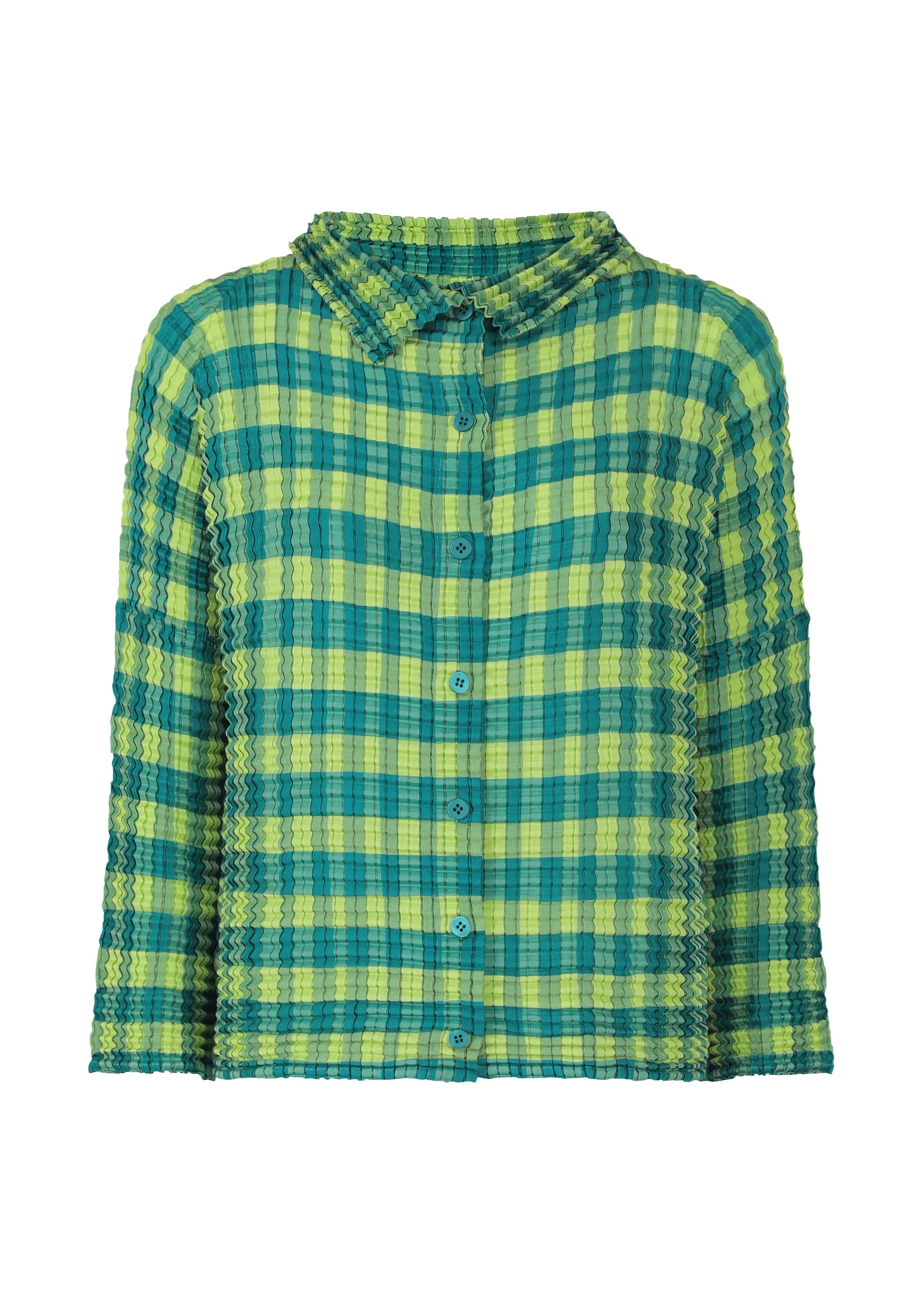 GINGHAM CHECK PLEATS CARDIGAN sold by Issey Miyake