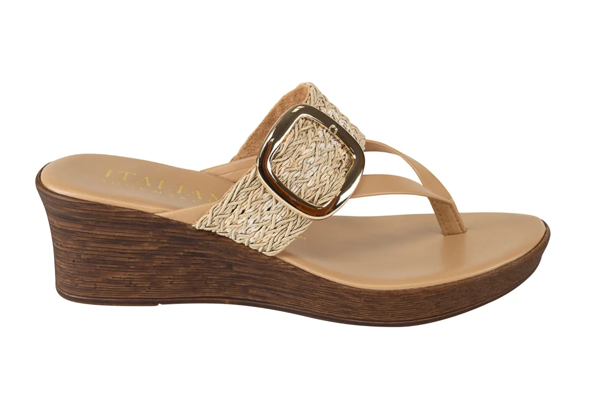 Gissel Wedge Thong Sandal sold by Italian Shoemakers