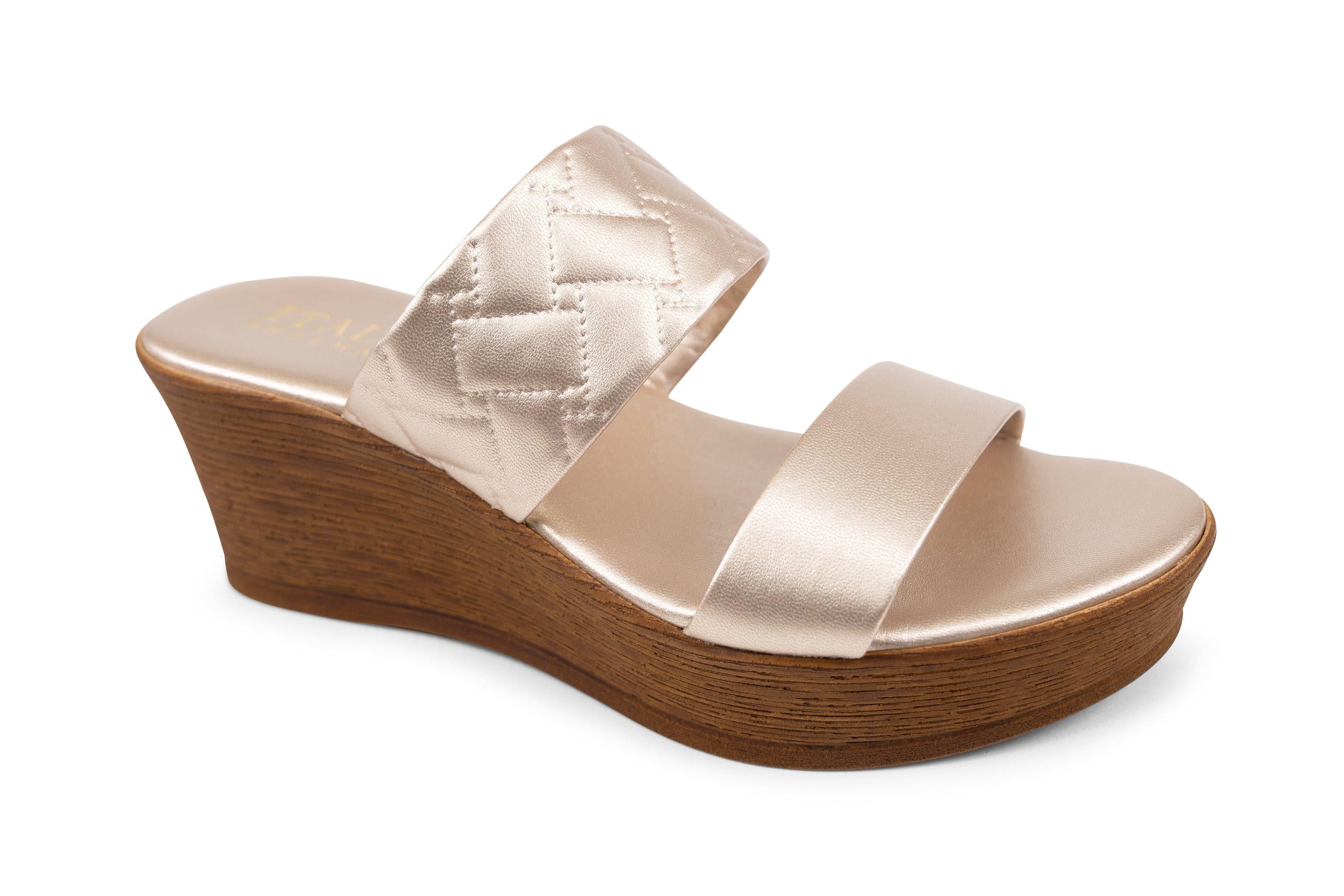 Mildie - Double Strap Wedge Sandal sold by Italian Shoemakers
