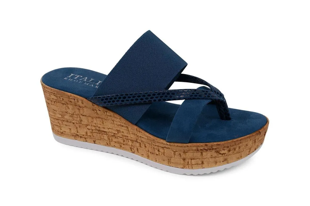 Audre- Elastic Thong Wedge Sandal sold by Italian Shoemakers