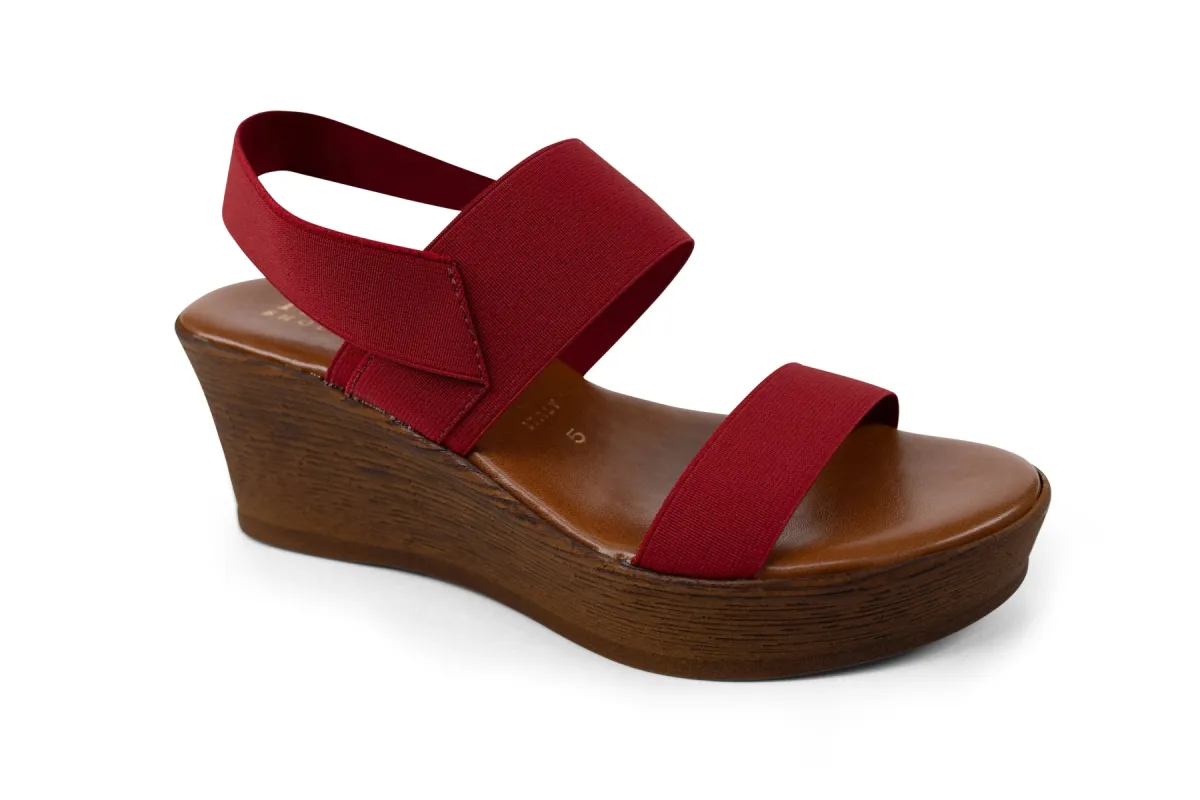 Synthia - Elastic Double Strap Wedge Sandal sold by Italian Shoemakers