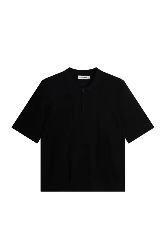 Remy Structure Zip Knit Polo / Black sold by J. Lindeberg