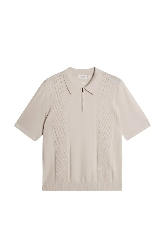 Remy Structure Zip Knit Polo / Moonbeam sold by J. Lindeberg