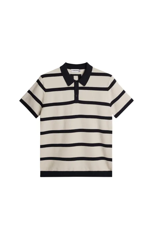 Reve Short Sleeve Stripe Polo / Moonbeam made by J. Lindeberg