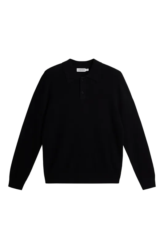 Edgar Knitted Wool Polo / Black sold by J. Lindeberg