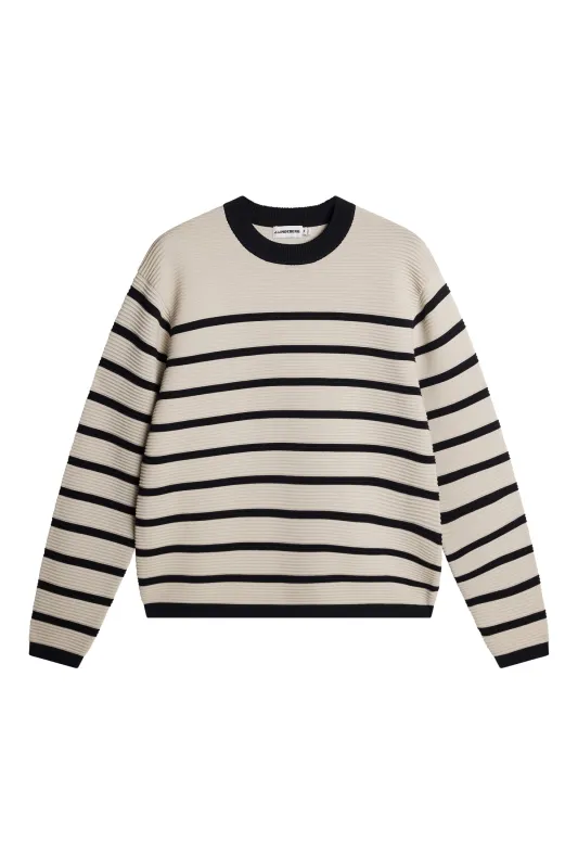 Sawyer Stripe Crew Neck / Moonbeam made by J. Lindeberg