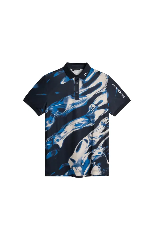 Tour Tech Print Polo / ORGANIC 5- BLUE sold by J. Lindeberg